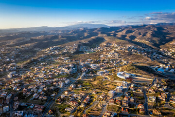 Aerial view of residential houses neighborhood in Limassol. Cyprus