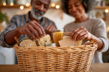 Group organizing food donation box