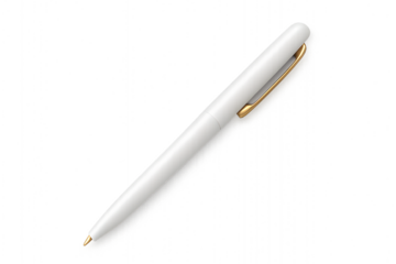 Elegant white pen with gold clip for professional writing and design work on transparent background
