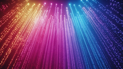 Bright glowing rainbow disco lights create a multicolored, dynamic party scene with neon LEDs, flashing walls, and vibrant energy for nightclubs and music events.