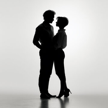 Silhouette eines Paares &ndash; romantische Zweisamkeit