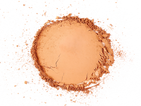 Frame face powder makeup isolated on white background, top view