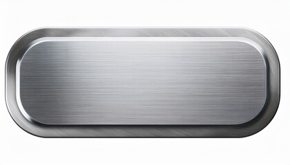 Brushed Metal Rectangular Nameplate With Rounded Corners Isolated On Transparent Cutout Background