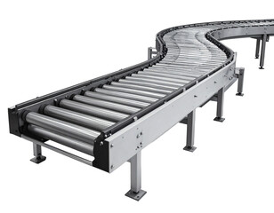 Smoothly curving roller conveyor system facilitating efficient material handling in industrial settings
