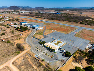 Airport, hangars and runway field well maintained