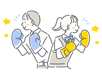 A simple and stylish line drawing of a high school student taking on a challenge with confidence