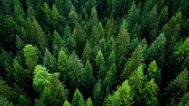 Medium shot of dense forest showing thriving trees in a carbon sequestration project focused on policydriven environmental regulations