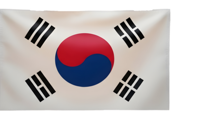 The national flag of South Korea, known as the Taegeukgi, featuring a red and blue taegeuk symbol surrounded by four black trigrams on a white background.