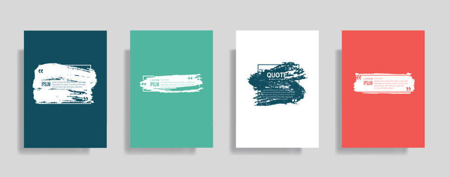 Modern quote box designs for social media marketing and vibrant presentation templates featuring creative brush stroke effects for stylish messaging