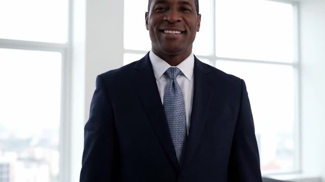 A first-person view of a successful business handshake with a smiling partner, symbolizing a new agreement, deal, or partnership