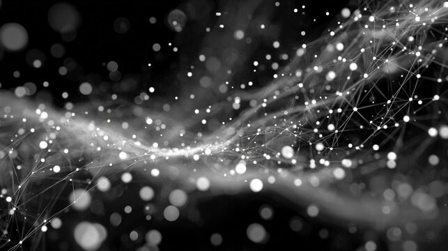 Delicate digital particles float in a soft ethereal space with gentle motion creating a sense of depth serenity and futuristic abstract visualization in a dreamy cosmic digital environment - Powered by Adobe