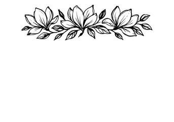 Magnolia blossom hand drawn simple sketch vector illustration