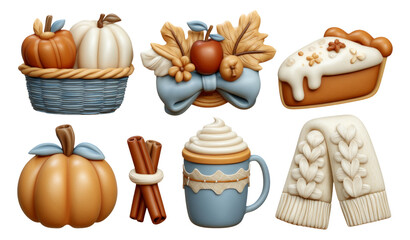 Cozy Autumn Harvest Elements with Pumpkins, Cinnamon, and Warm Textiles