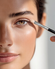 Woman Applying Eyeshadow with Brush