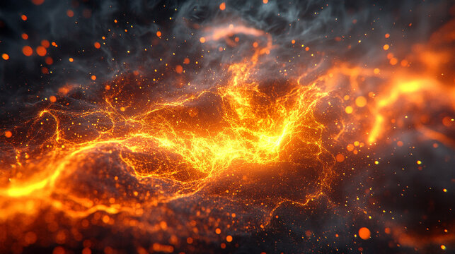 Vibrant energy particles exploding outward in a dynamic display of light and motion representing power force creativity and cosmic phenomena in an abstract futuristic scientific visualization