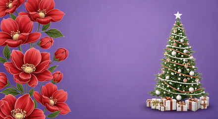 christmas greeting card with christmas tree