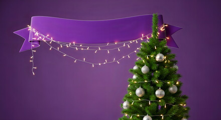 purple christmas tree with lights