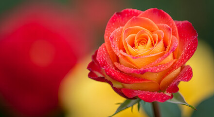 red rose with drops isolated background