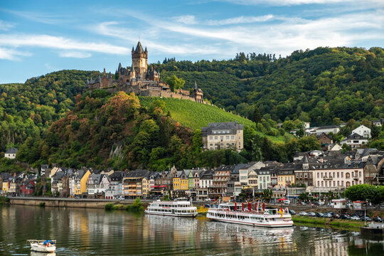 Beautiful Summer View of Castle Cochem and Moselle River, Germany