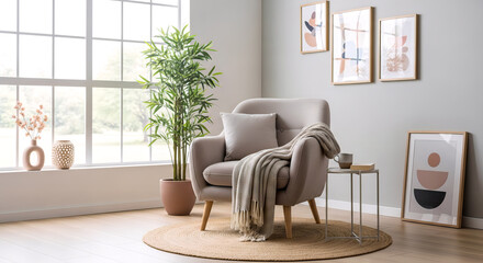 modern living room with armchair