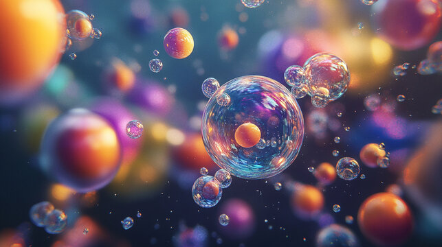 Abstract floating chemical compounds forming dynamic molecular structures vibrant colors representing scientific discovery innovation and the unseen forces of chemistry and nature