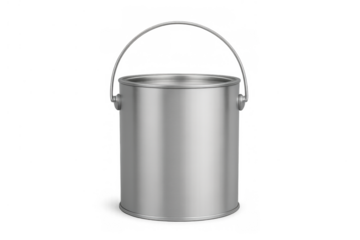 Paint can with a metal handle, silver construction, ready for house renovation and home improvement projects, isolated