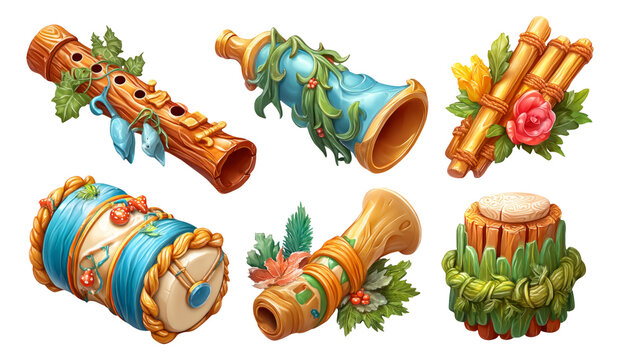 Enchanted Forest Instruments Collection with Floral and Leafy Decorations