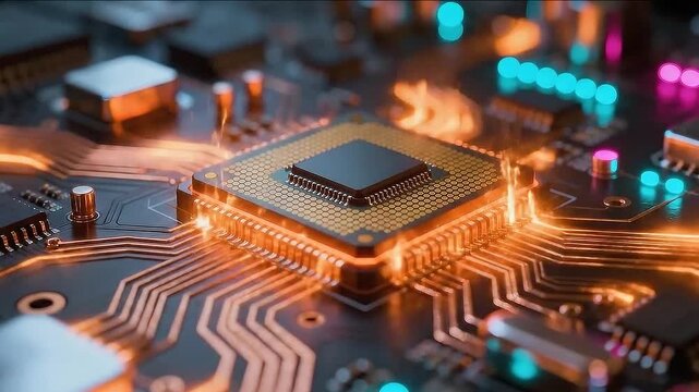 CPU brilhante em uma placa de circuito