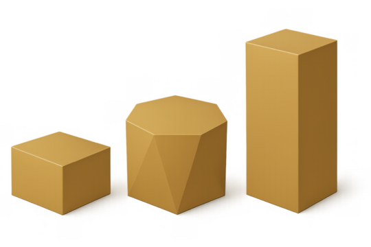 Golden geometric podiums display product presentation, achievement, and awards on transparent background - Powered by Adobe