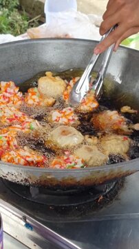 "Cipuk" literally means starch or tapioca flour and crackers. Basically, it's quite similar to Cireng, where starch or tapioca flour is coated in crackers and then fried