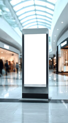 Blank Billboard in Shopping Center: An empty billboard, centrally positioned within a modern shopping center, beckons with the promise of advertising possibilities.