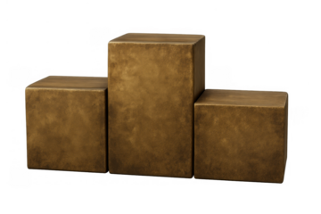 Bronze podium standing with three pedestals, representing victory, ranking, and competition on transparent background