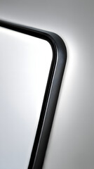 Frame Detail: An elegant close-up reveals the minimalist beauty of a sleek, dark-framed object, emphasizing its clean lines and subtle texture. The composition offers a modern aesthetic.