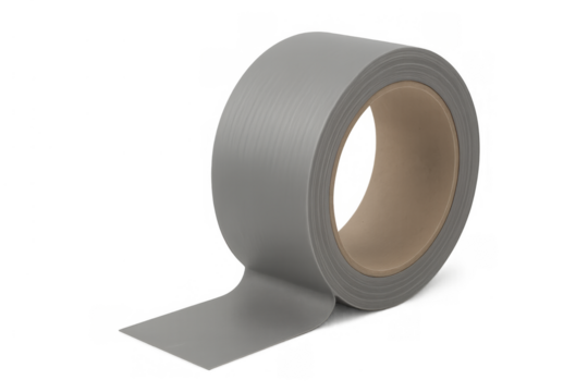 Duct tape roll in gray color creating a repair and fix concept, strong adhesive for home improvement and construction