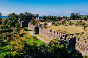 Ancient Roman fortress Gonio in Georgia, aerial view