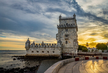 Bel&eacute;m Tower at Sunset in Lisbon, Portugal