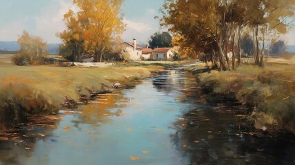 autumn landscape with river