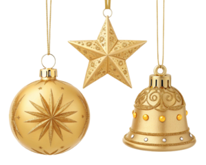 christmas balls, star,Small bell isolated on white