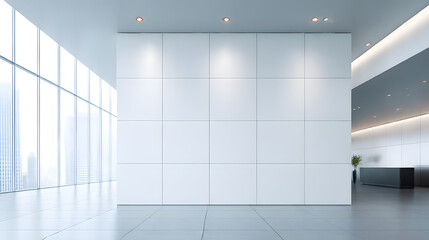 Minimalist Interior: An expansive, sunlit commercial space is shown in a modern interior, featuring sleek design elements, abundant natural light, and clean, architectural lines.