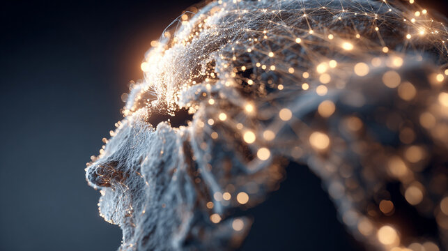 A hyperrealistic glowing digital network forming abstract creative ideas, symbolizing global connection, innovation, and the fusion of advanced technology with human imagination. - Powered by Adobe