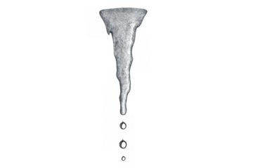 Icicle melting, water drops falling, representing climate change and the arrival of spring on a transparent background