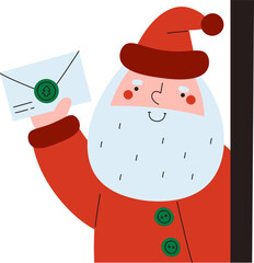 Santa Holding a Festive Letter