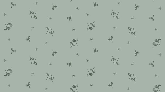 Minimal animated sprout seamless background on soft green-grey