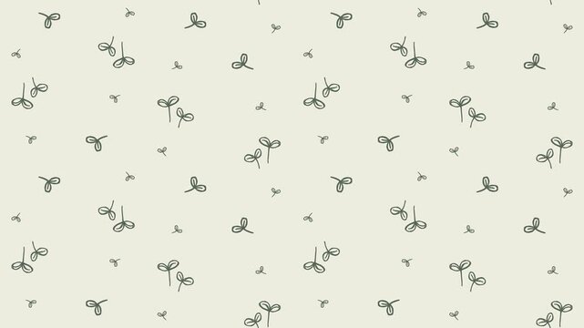 Minimal animated sprout seamless background on light beige