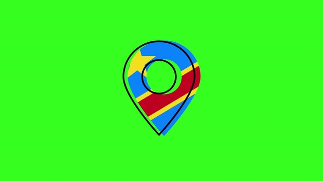 Democratic republic of congo location icon animation on green screen
