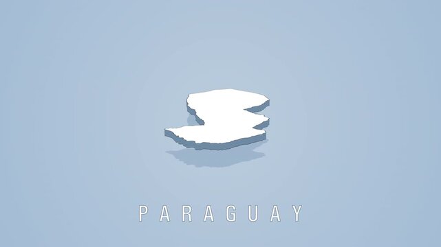 Rotating 3d map of paraguay on solid background