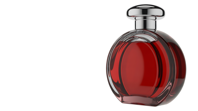 A elegant perfume bottle with red liquid. featuring perfume, bottle, fragrance. This image is ideal for use in various financial contexts. 
