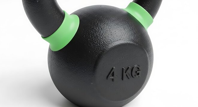 Close-up of a 4kg Kettlebell for Fitness Training.