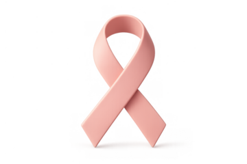 Pink ribbon symbolizing breast cancer awareness, support, and hope for women's health on transparent background
