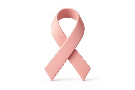 Pink ribbon symbolizing breast cancer awareness, support, and hope for women's health on transparent background